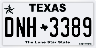 TX license plate DNH3389
