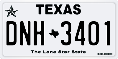 TX license plate DNH3401
