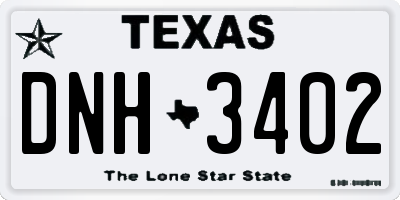 TX license plate DNH3402
