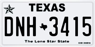 TX license plate DNH3415