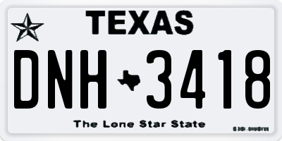TX license plate DNH3418