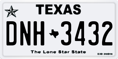 TX license plate DNH3432