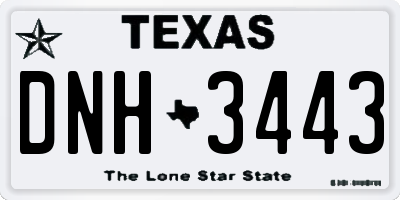 TX license plate DNH3443