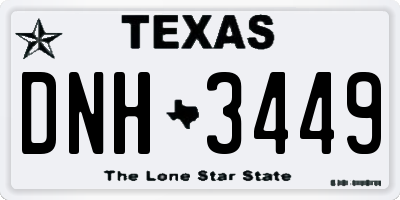 TX license plate DNH3449