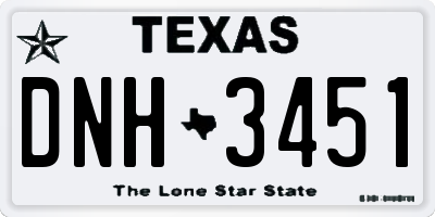 TX license plate DNH3451