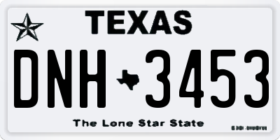 TX license plate DNH3453