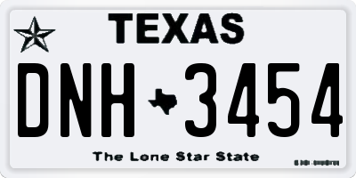 TX license plate DNH3454