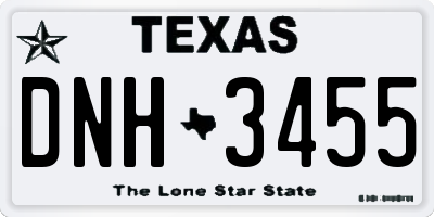 TX license plate DNH3455