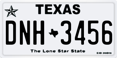 TX license plate DNH3456