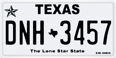 TX license plate DNH3457