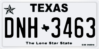 TX license plate DNH3463