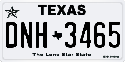 TX license plate DNH3465