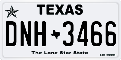 TX license plate DNH3466