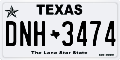 TX license plate DNH3474