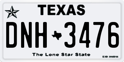TX license plate DNH3476