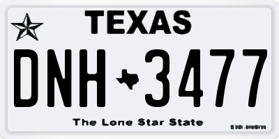 TX license plate DNH3477
