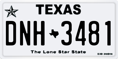 TX license plate DNH3481