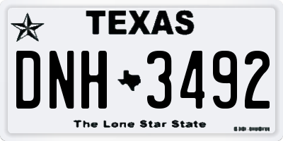 TX license plate DNH3492