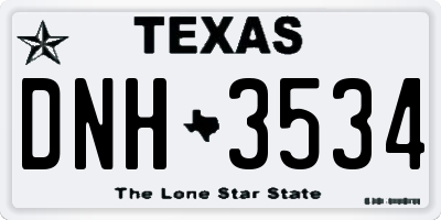 TX license plate DNH3534