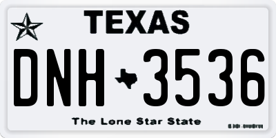 TX license plate DNH3536