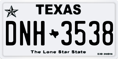 TX license plate DNH3538