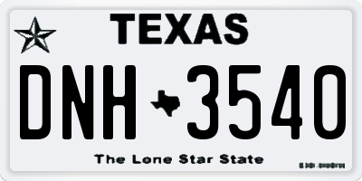 TX license plate DNH3540