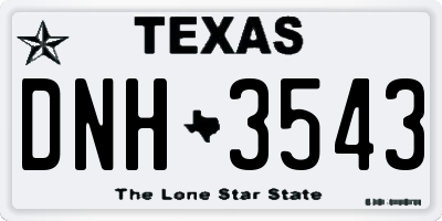 TX license plate DNH3543