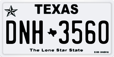TX license plate DNH3560