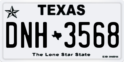 TX license plate DNH3568