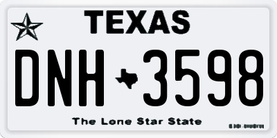TX license plate DNH3598