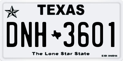 TX license plate DNH3601