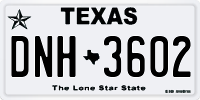 TX license plate DNH3602
