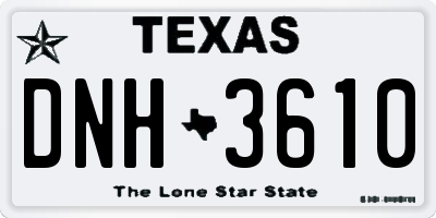 TX license plate DNH3610
