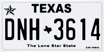 TX license plate DNH3614