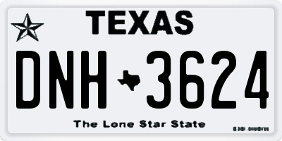 TX license plate DNH3624