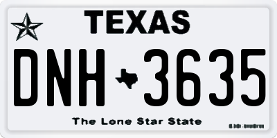 TX license plate DNH3635