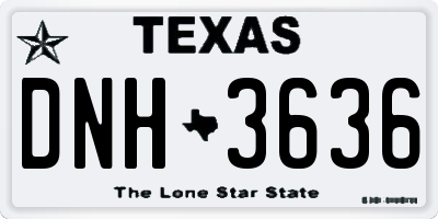 TX license plate DNH3636