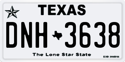TX license plate DNH3638