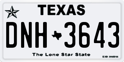 TX license plate DNH3643