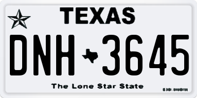 TX license plate DNH3645