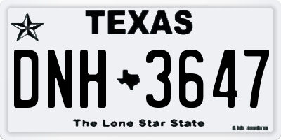 TX license plate DNH3647