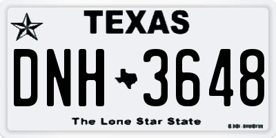TX license plate DNH3648