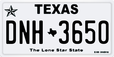 TX license plate DNH3650