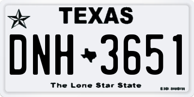 TX license plate DNH3651
