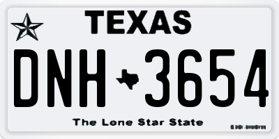 TX license plate DNH3654