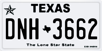 TX license plate DNH3662
