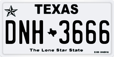 TX license plate DNH3666