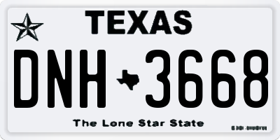 TX license plate DNH3668