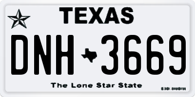 TX license plate DNH3669