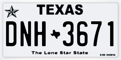 TX license plate DNH3671